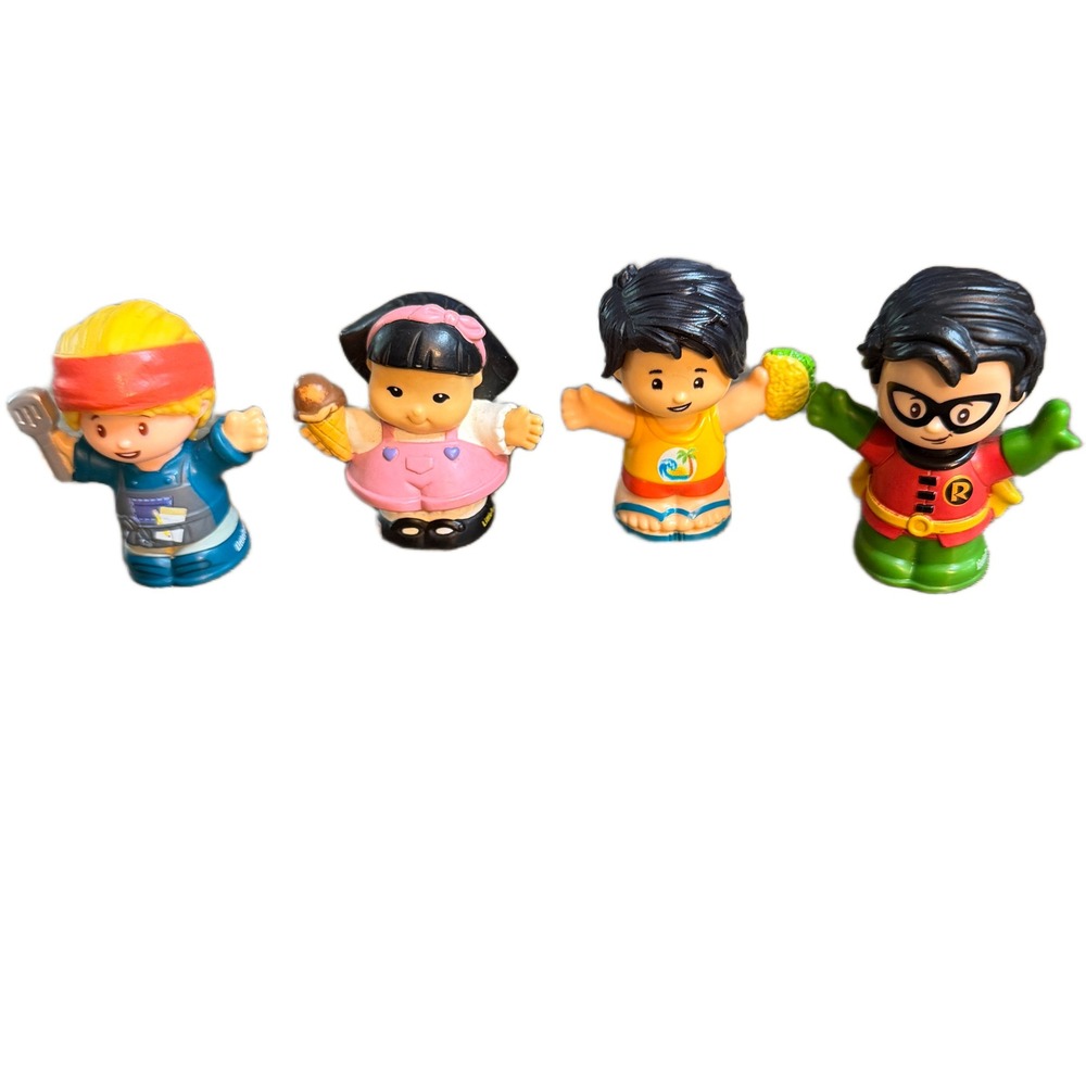 Fisher‎ Price Little People Figures Lot of 4 Robin DC Super Friends Chef Summer